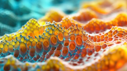 Fototapete - Abstract Close-up of Colorful Wavy Surface Texture with Depth and Detail