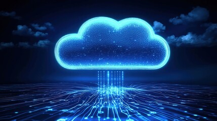 Leinwandbilder - Digital Cloud Icon Representing Data Streaming and Connectivity