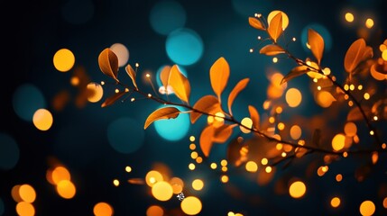 Poster - A vibrant display of glowing leaves against a bokeh background, creating a magical, ethereal atmosphere.