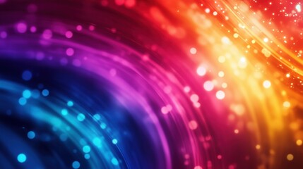 Poster - A vibrant swirl of colors with glowing particles, featuring shades of red, purple, and blue, creating a dynamic and energetic visual effect.