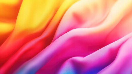 Poster - A vibrant, flowing fabric displays a gradient of colors, blending seamlessly from orange to pink, creating a visually stunning texture.