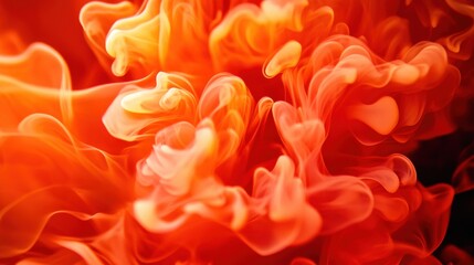 Poster - A vibrant swirl of orange and red hues creates a mesmerizing, fluid texture resembling flowing flames or abstract smoke patterns.