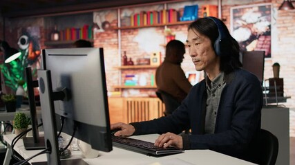 Poster - senior admin coding advanced ai algorithm in startup office, refining machine learning models to enh