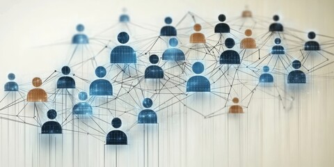 complex illustration of network and team connecting together in an array for business	

