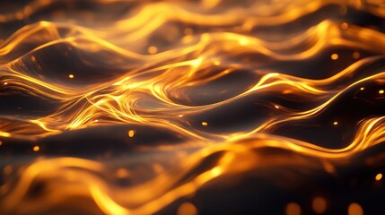 Poster - A mesmerizing abstract display of golden waves undulating smoothly, evoking warmth and energy through flowing light and texture.