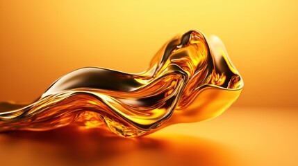 Poster - A flowing, golden liquid shape glimmers against a warm, orange backdrop, evoking elegance and fluidity.