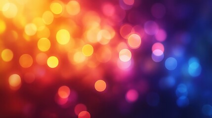 Poster - A vibrant, colorful bokeh effect blending warm and cool tones, creating a dreamy, abstract background filled with luminous light spots.