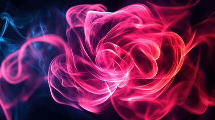 Poster - A vibrant swirl of pink and blue smoke creates an ethereal, artistic effect, resembling an abstract floral design.