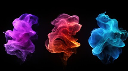 Poster - A vibrant display of colorful, swirling smoke-like patterns against a black background, showcasing a blend of purple, orange, and blue hues.