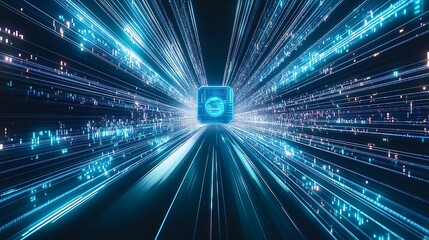 data stream tunnel, digital speed, future tech