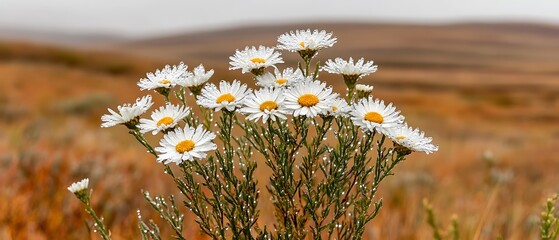 Canvas Print - Dewy Daisies in Autumnal Field