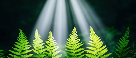 Canvas Print - Forest Ferns Lit by Sunbeams