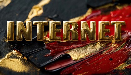 Poster - Golden Text Representing Internet on Abstract Background