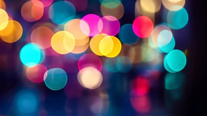 Poster - Vibrant bokeh lights emerge in urban night ambience