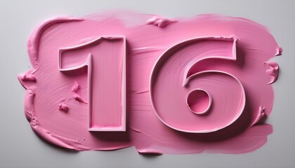 Poster - Pink Number Sixteen: Creative Background Design for Artistic Projects