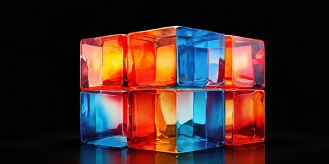 Aufkleber - A stack of cubes with blue and red colors