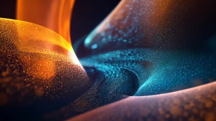 Poster - Flowing waves of vibrant light and colorful particles in dynamic movement