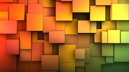 Poster - A vibrant abstract design featuring colorful 3D squares arranged in a visually engaging pattern, blending shades of red, orange, yellow, and green.