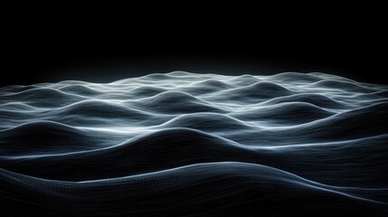 Poster - Smooth dark blue abstract wave design with flowing light and soft curves