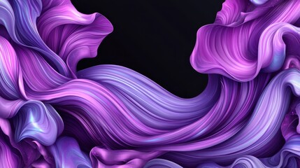 Poster - A vibrant abstract design featuring flowing purple and pink shapes against a black background, evoking a sense of motion and creativity.