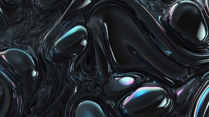 Poster - A glossy, abstract surface with flowing shapes and dark tones, creating a sense of depth and fluidity.