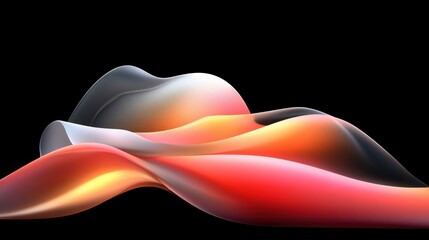 Poster - A fluid, abstract composition of colorful waves, flowing gracefully against a black background, evoking a sense of movement and tranquility.