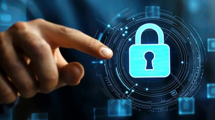 Aufkleber - Unlocking digital security: finger tapping holographic lock interface animation