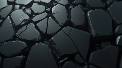 Poster - A close-up of dark, fragmented surfaces with irregular shapes, showcasing textures and patterns in a dramatic, abstract style.