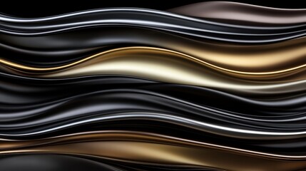Aufkleber - A sleek, abstract design featuring flowing waves in black and gold tones, creating a modern and sophisticated visual effect.