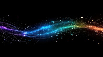 Poster - A vibrant, abstract wave of colorful light and particles against a black background, suggesting motion and energy.