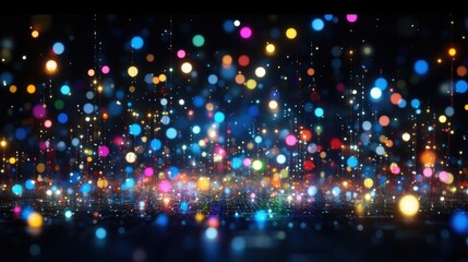 Poster - A vibrant array of colorful, glowing orbs against a dark background, creating a mesmerizing bokeh effect.