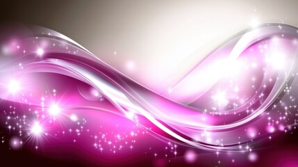 Poster - A vibrant abstract design featuring flowing pink waves and sparkling lights, creating a dynamic and energetic visual effect.