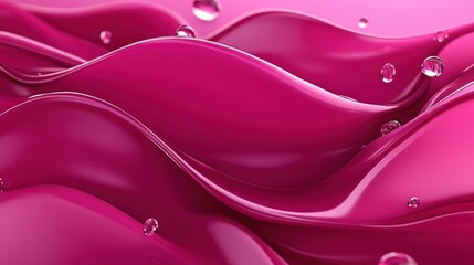 Poster - the image features smooth, wavy pink textures with droplets, creating a visually appealing abstract 