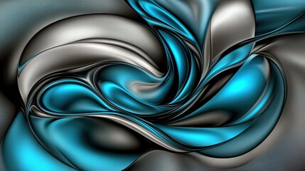 Aufkleber - A mesmerizing abstract swirl of silver and turquoise, creating a fluid, dynamic visual experience.