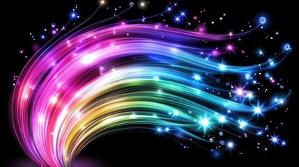 Poster - A vibrant swirl of colorful light and stars against a dark background, creating a visually captivating and dynamic effect.
