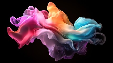 Aufkleber - Colorful smoke swirling on a black background creating an abstract artistic visual effect