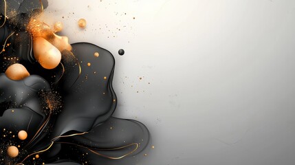 Poster - Black and gold abstract background with white space for text or design elements
