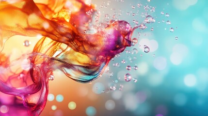 Aufkleber - Colorful abstract background featuring water droplets on a vibrant surface with blurred effects