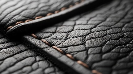 Poster - Close up of black leather texture with detailed grain pattern and soft appearance