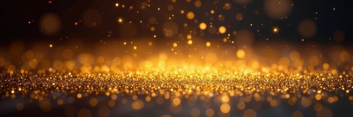 Wall Mural - golden floor glowing with fine powdery grains amidst twinkling stars, floor, glitter