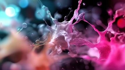 Poster - Colorful abstract background featuring a vibrant array of paint splashes and textures in various shades