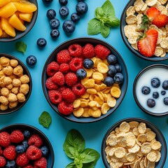 Canvas Print - Healthy Breakfast Cereal Berries Fruit Bowl