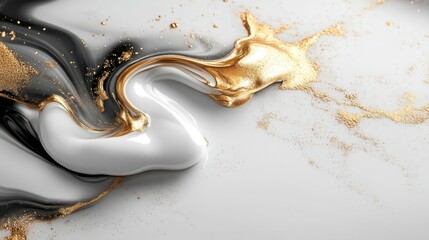Aufkleber - White and gold liquid swirl abstract background for art and design projects