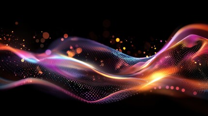 Aufkleber - Colorful abstract background with wavy patterns and dotted elements in vibrant hues and shades