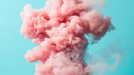 Aufkleber - Pink smoke cloud on blue background creating a vibrant and colorful abstract design for artistic projects