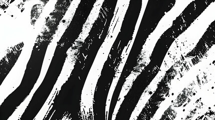 Poster - Abstract black and white zebra stripes pattern with textured brush strokes for artistic use