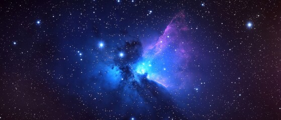 Wall Mural - Witness the enchanting beauty of a blue nebula nestled among countless stars in the universe.