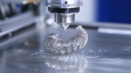 Poster - D printer producing a detailed, realistic replica of a designer ring, showing fine, intricate details.