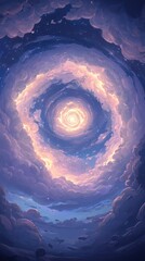 Poster - Celestial spiral formation night sky digital art cloudy atmosphere upward view cosmic journey