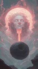 Poster - Ethereal cosmic encounter surreal digital realm artwork dreamlike environment wide angle mystical connection